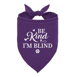 Be Kind I'm Blind Dog Bandana, Purple Dog Bandana, Blind Dog Accessories, Pet Dog Triangle Scarf, Pet Scarf Accessories for Dog Lovers, Dog Bandana for Small Medium Dogs (D15)