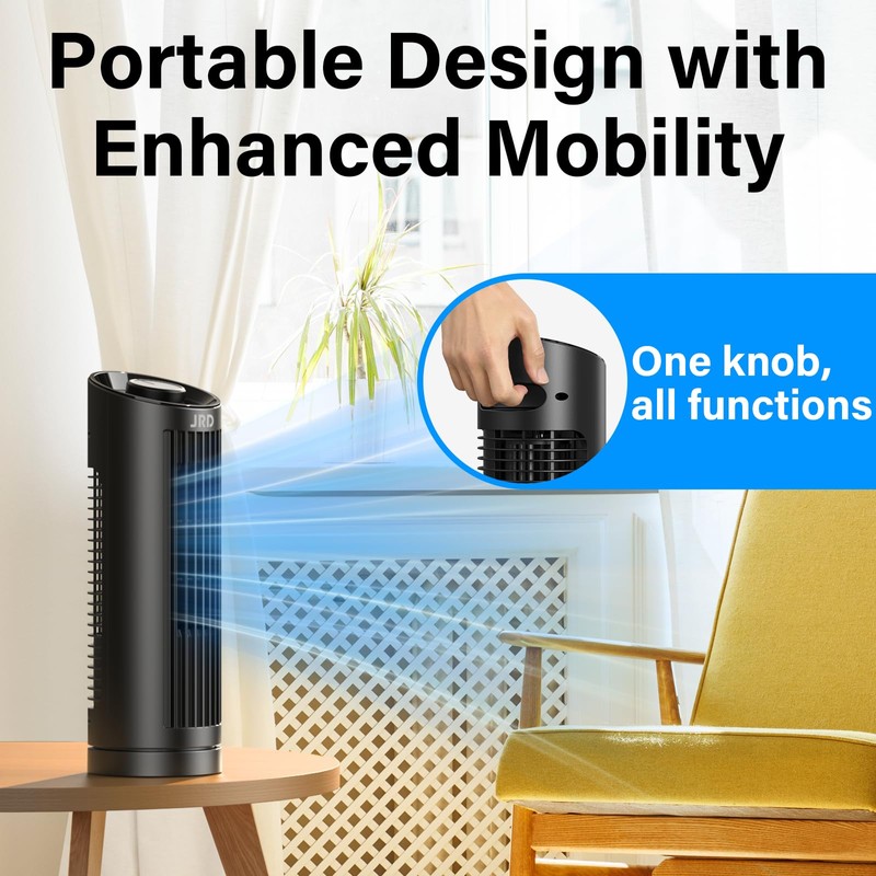 JRD 13'' Tower Fan with 80° Oscillating, 3 Speeds, 23ft/s
