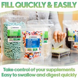 XPRS Nutra Size 2 Empty Capsules - 100 Count Empty Gelatin Capsules - Pills DIY Capsule Filling - Pure Bovine Pill Gel Caps for Do-It-Yourself Supplements (Gold)
