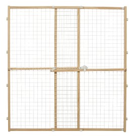 MidWest Homes for Pets Wire Mesh Pet Safety Gate, Dog Gate Expands From 29 - 50 Inches Wide, 44 Inches Tall, Wood, Powder Coated Wire