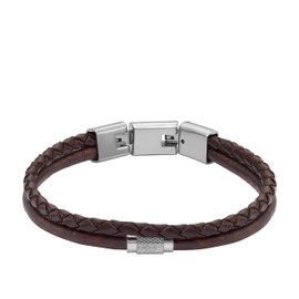 Fossil Men's All Stacked Up Brown Leather Multi-Strand Bracelet, Color: Brown (Model: JF04702040), One Size, Leather, no gemstone