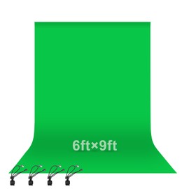 EMART Green Screen Backdrop, 6 x 9 Ft Photography Greenscreen Background Sheet Fabric Kit for YouTube Video Streaming Zoom, Small Photo Chromakey Polyester Cloth Curtain with 4 Clip