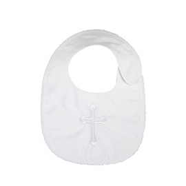 LACOFIA Infant Baby Boys Girls Christening Baptism Embroidered White Bibs