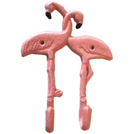 The Bridge Collection 7.48" Cast Iron Pink Flamingo Couple Hook - Pink Flamingo Decor for Coastal, Nautical, Beach House Decor - Pink Hook for Home Decor - Key Hooks for Car Keys