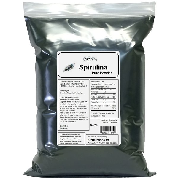 NuSci 100% Pure Spirulina Powder Fresh Energy Non-Irradiated (1000 Grams (2.2 lb))
