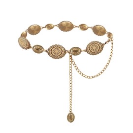 TOPACC Concho Belts for Women Western Chain Belt Gold Metal Cowgirl Belt for Dresses Jeans Country Concert Outfit Boho