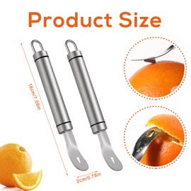 2pcs Stainless Steel Orange Peeler Tools, Long Handle Serrated Multifunctional Citrus Lemon, Pomegranate, Grapefruit Peeler Fruit Opener Peeling Tool for Kitchen Gadget Chef Tools