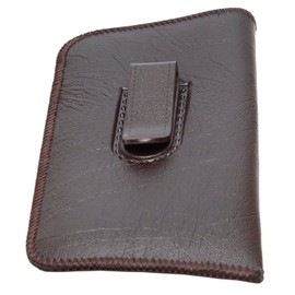 Calabria S-41 Soft Slim Slip In Eyeglass Case w/Pocket Belt Clip PU Leather Mens Womens Glasses Holder Pouch Sleeve Storage, Brown (4 Pack), Medium