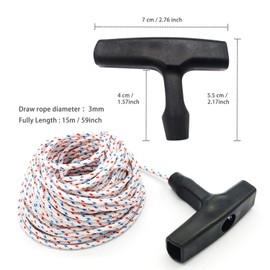 Recoil Starter Rope 15-Meter 3.0mm Pull Cord with 4 Pack Recoil Starter Handle for Lawn Mower Chainsaw Trimmer Edger Brush Cutter Engine Parts（Color rope）
