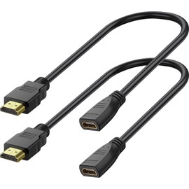SAISN HDMI Extension Cable 1.5 Feet, 2 Pack HDMI Extender Cable High Speed HDMI Male to Female Adapter Cable 1080P HDMI Video Cord for HDTV, Monitor, PC, Laptop, Projector