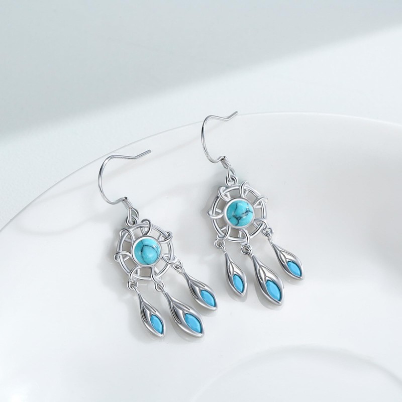 Turquoise Earrings 925 Sterling Silver Turquoise