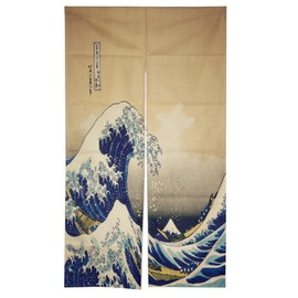 DIPPERION Japanese Noren Curtain Tapestry Ukiyoe The Great Wave Off Kanagawa Door Way Curtain 33x60 inches