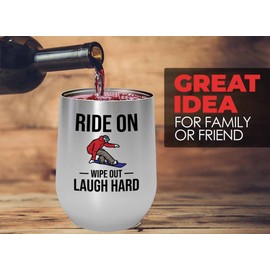 Snowboarding Silver Edition Wine Tumbler 12oz - Ride on - Ski Snowboard Goggles Snowboarder Skiing Snowboarding Gift Skiers Hiking Mountain