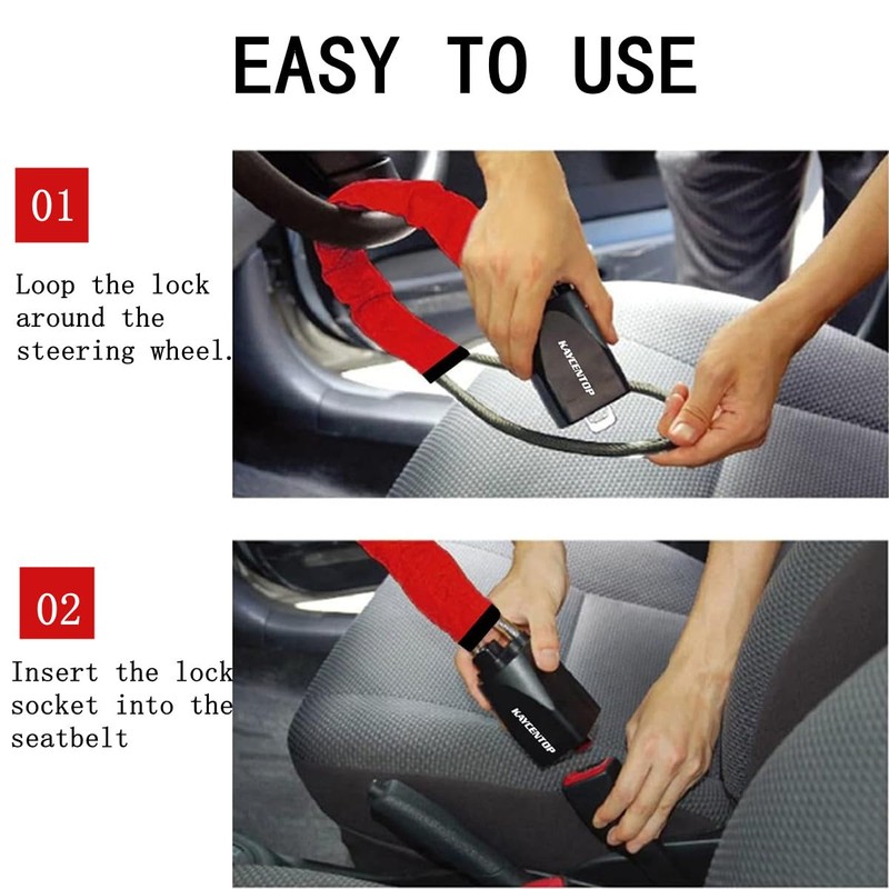 Car Steering Wheel Lock, Thick Cable Handlebar Lock, Universal Burglar