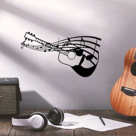 Hosoncovy Metal Wall Art Music Guitar Decor，Guitar Rock Roll Wall Art, Guitar Rock Office Decor Wall Metal Sign Guitarist Rock Music Decorationorch