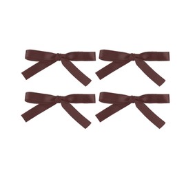 3.25 Inch Satin Ribbon Hair Bows with Alligator Clips, Set of 4 (Brown)