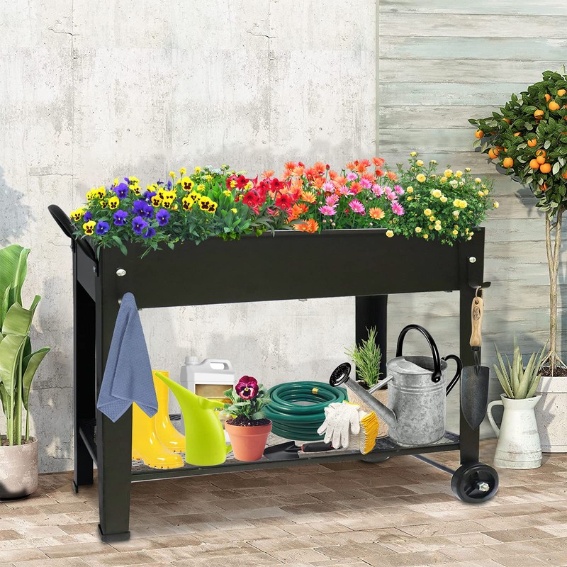 aboxoo Large Planter Raised Beds with Legs Outdoor Metal Planter
