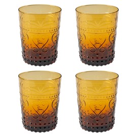 Karma, Somerset Juice Glass Cup 10oz, Vintage Glassware Drinking Cups Set of 4, Amber