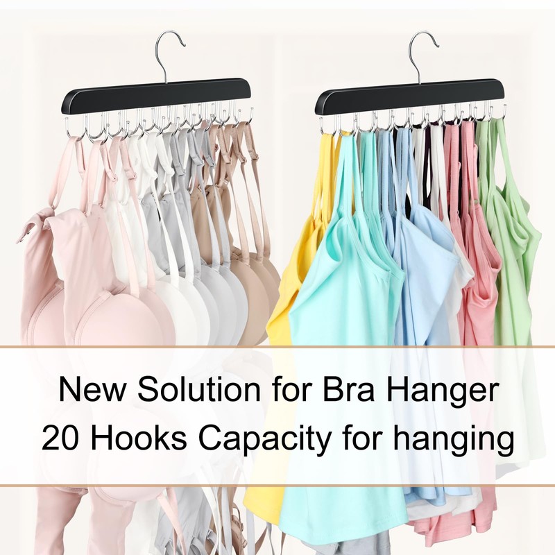 Bra Hanger for Closet, Tank Top Organizer 20 Hooks Capacity