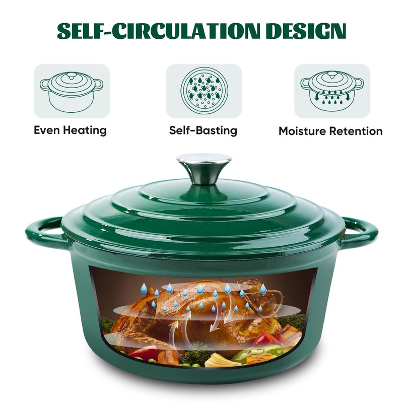 Fijinhom 6 Quart Enameled Cast Iron Dutch Oven Pot with