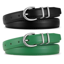 JASGOOD 2 Pack Women Leather Belt for Jeans Ladies Belts for Dresses Pants Plus Size Work Belt with Gold Buckle