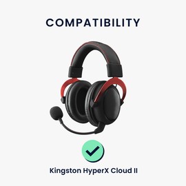 kwmobile Ear Pads Compatible with Kingston HyperX Cloud II/Cloud 2 / Cloud 1 Earpads - 2x Replacement for Headphones - Black