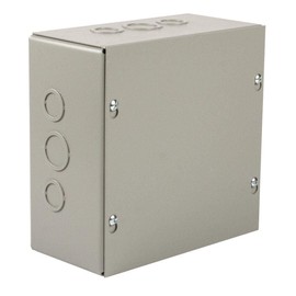 Wiegmann SC151506 SC-Series NEMA 1 Screw Cover Wallmount Pull Box with Knockouts, Painted Steel, 15" x 15" x 6"