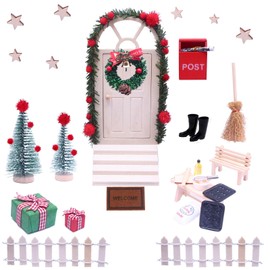Miniature Christmas Decoration Christmas Gnome Complete Set Door Accessories for Dollhouse Furniture with Kitchen Accessories Gift Rattan Red Berry