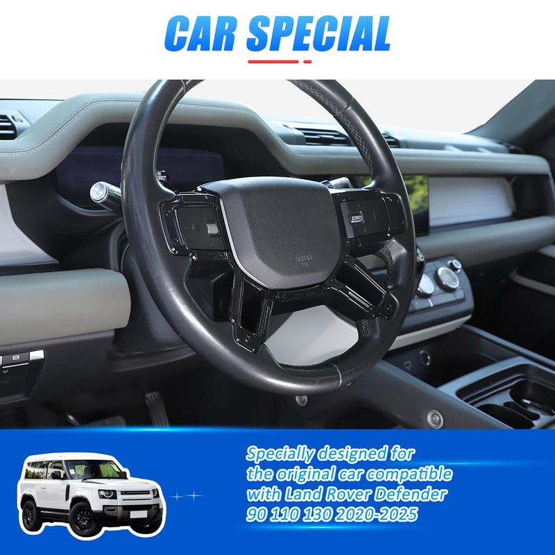 ABS Black Car Steering Wheel Decoration Frame Trim Compatible with