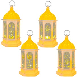 Ramadan Decorative Lamp, Ramadan Lantern, Eid Mubarak Lantern, Ramadan Decorations Eid Lights, Moon Star Decoration, Vintage Hanging Ramadan Decorative Light, for Muslim Festival Decorative, Pack of 4