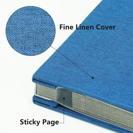 Vienrose Photo Album 60 Black Inner Pages Self Adhesive Linen Scrapbook Album for 4x6 Pictrue DIY Memory Book with A Metallic Pen, 9.84" X 9.06" Navy Blue