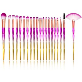 20pcs Makeup Brush Set, Premium Synthetic Kabuki Foundation Brushes, Shading Brushes, Eyebrow Brushes, Face Blender Brushes, Makeup Brush Kit (PINK & GOLD)