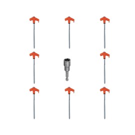 Xshelley 8 Pack Tent Stakes Heavy Duty Metal Tent Stakes 8" Screw Head Ground Anchors Threaded Tent Spikes with Hex Head Screwdriver