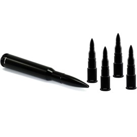 VMS RACING (Combo) 50 Cal Caliber BLACK BULLET ANTENNA and 4 pc BLACK BULLET Tire Air VALVE STEM CAPS Cover in Heavy Gauge CNC Machined Billet Aluminum Short Compatible with Dodge Ram 2009-2020