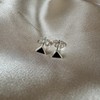 Sterling Silver Triangle Black Enamel Minimalist Stud Earrings, Sterling Silver