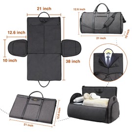 Garment Bag for Travel, Carry On Garment bag, Convertible Duffel Bag with Shoe Compartment, Perfect for Business Trips and Weekend Getaways (Grey02)
