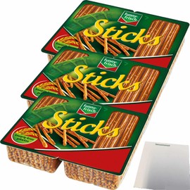funny-frisch Sticks Salzstangen 3er Pack (3x200g Packung) + usy Block