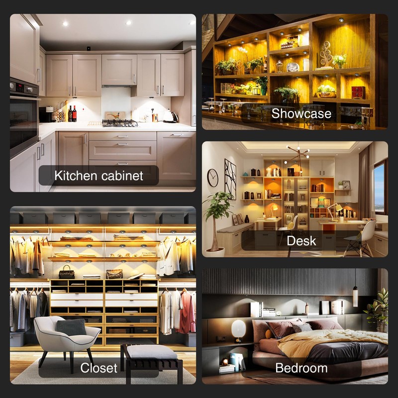 MEKKLEON Puck Lights with Remote Control Rechargeable,Wireless Under Cabinet Lighting,2000mAh
