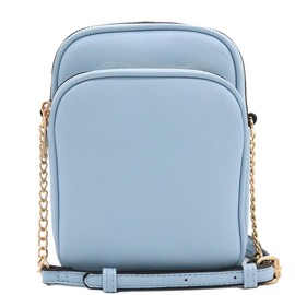 FashionPuzzle Multi Pocket PU Leather Casual Crossbody Bag with Adjustable Strap (Light Blue)