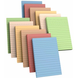 RHAWOM 12 Pads Lined Sticky Notes 4X 6, Multi-Coloured Pastel Collection, Easy to Post for Work Home and School use (Vintage Colors)