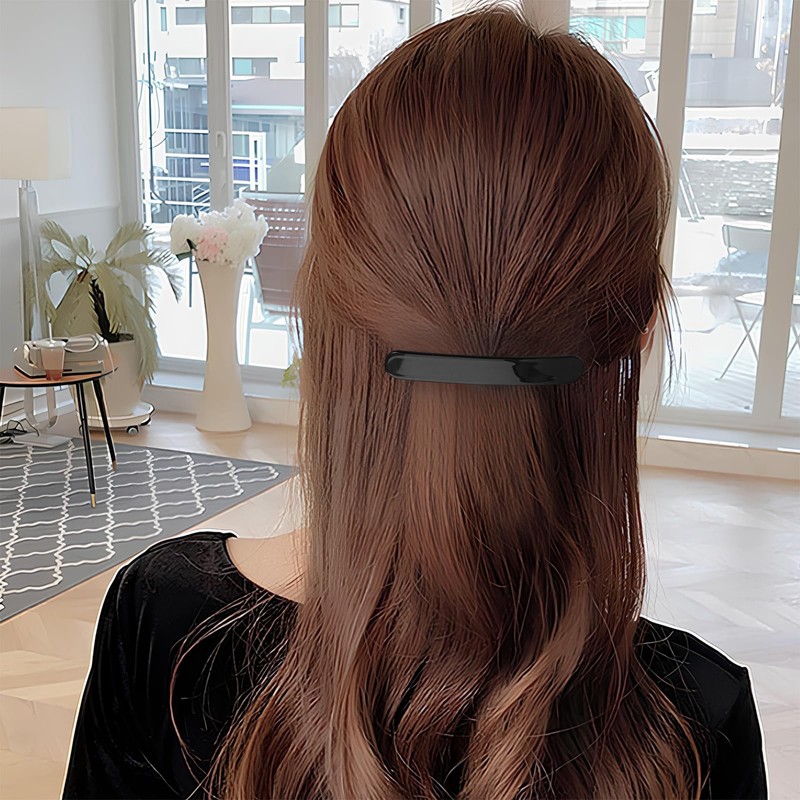 Women's Hair Clips Black Spring Clip Shiny Hair Clip Removable