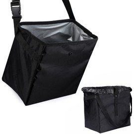 Uoking Car Bin, Hanging Car Trash Bag, Foldable Black Portable Waterproof and Leak-Proof Rubbish Container for Car/SUV/Truck/Minivan, Road Trip Gift