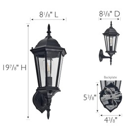 Design House 589556 Oak Creek Outdoor Wall Light Dusk to Dawn Uplight, Black