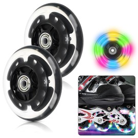 Pack of 2 100 mm Luminous Scooter Wheels - LED Scooter Replacement Wheels - Kick Scooter Wheels - Scooter Wheels with ABEC-9 Bearings, 100 mm Scooter Wheels for All Scooters (Black)