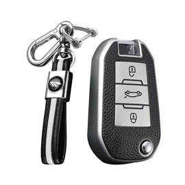 KUNIO Flip Car Key Case Cover Fits Peugeot 3008 308 RCZ 508 408 208 301 2008 407 307 4008 2008 for Citroen C4 Cactus C5 Accessories TPU Key Case Protective Cover Silver