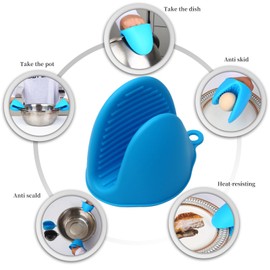 AOFUXTI 4pcs Silicone Oven Mitts - Cooking Pinch Grips, Oven Mitts Silicone Heat Resistant, Silicone Pot Holders for Kitchen (09-Gray and Blue)