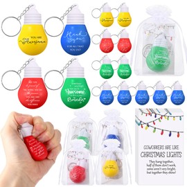 Landical 20 Set Christmas Staff Appreciation Gifts Light Bulb Squeeze Stress Ball Keychain Thank you Cards with Bags Employee Appreciation Gifts for Team Coworker