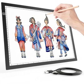 A4 Light Box for Tracing, Light Pad for Diamond Painting, Light Board, Ultra-Thin Copy Board with 3 Levels/Stepless Adjustable Brightness for Drawing, Sketching, Animation