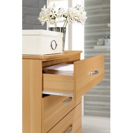 HODEDAH 5 Drawer Wood Dresser for Bedroom, Chest of Drawers with Metal Rails for Support when Storing Clothing, Beech, 47.8x31.5 inches