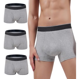 AIRCUTE Men Urine Incontinence Underwear Fly Front Opening Absorbent Leak Proof Boxer Brief for leaks 60 ML 3 Pack(2X-Large, 3 Gray)